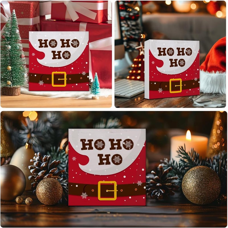 Zauly Christmas Home Decor Sign, Christmas Decorations Indoor, Christmas Ho Ho Ho Wood Sign Rustic Home Table Desk Decor (5 x 5 Inches) - Image 3